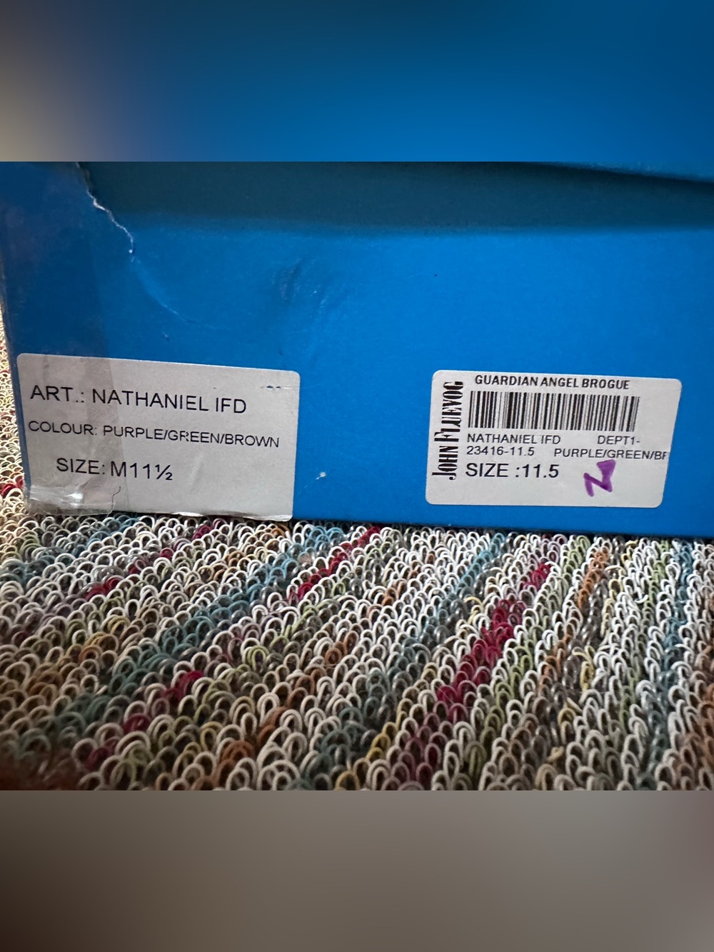 Fluevog NEARLY NEW Guardian Angel Nathaniel purple double wingtip derby- 11.5 - Picture 16 of 16